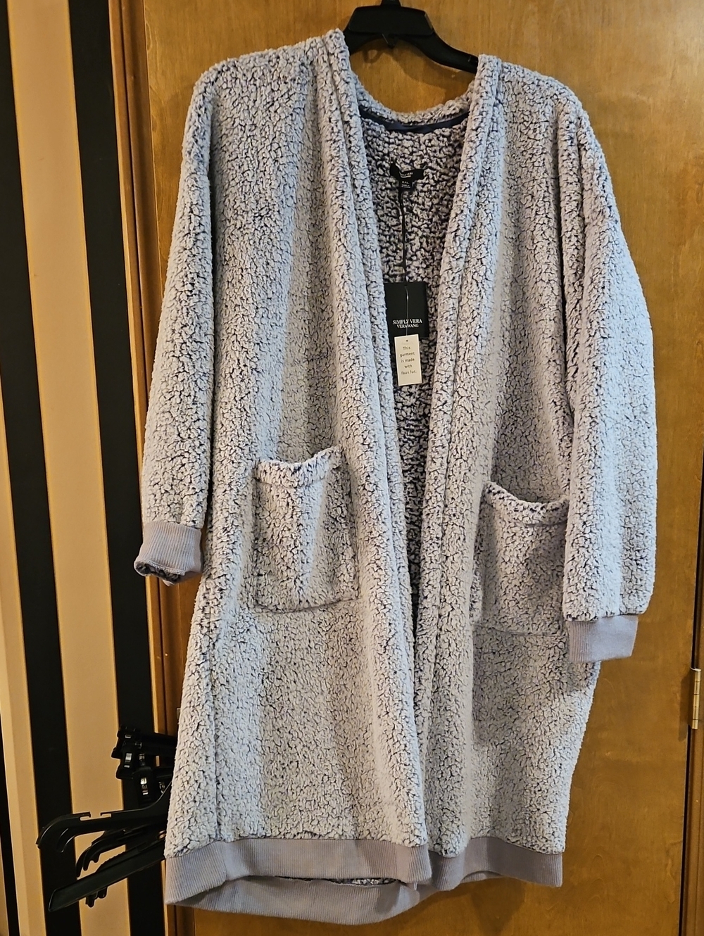 Simply Vera Vera Wang Plush Open-Front Robe Cardigan in Light Lavender